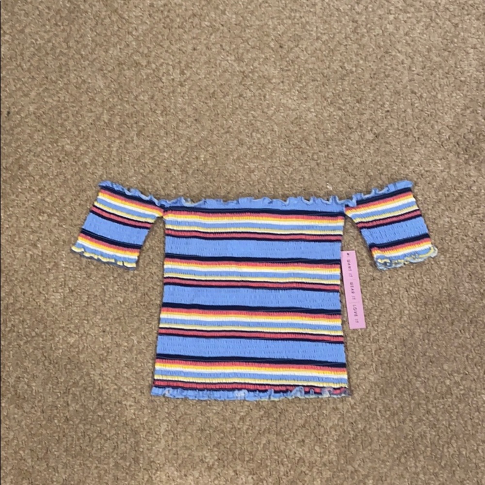 Off the shoulder smocked crop top